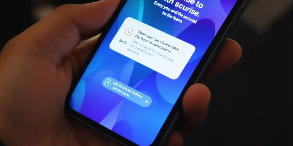 Mano sosteniendo un teléfono mostrando una aplicación de préstamos.