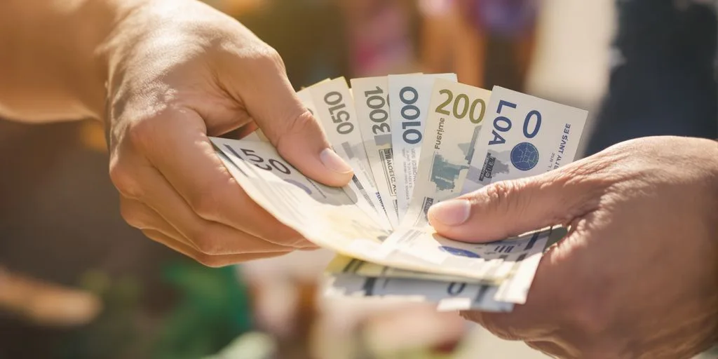 Persona recibiendo dinero en efectivo.