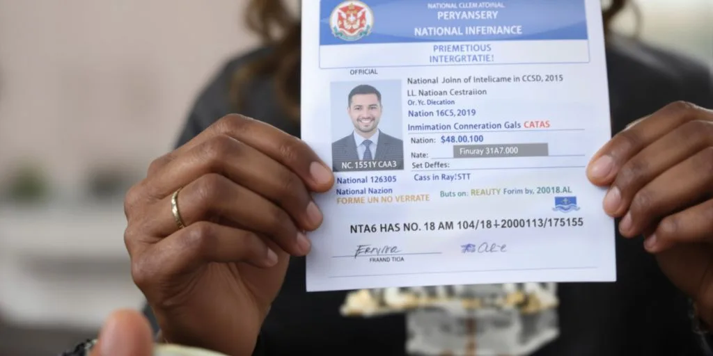 Persona feliz sosteniendo un DNI y dinero.